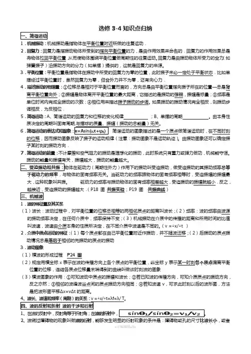 物理选修3-4、3-5知识点归纳