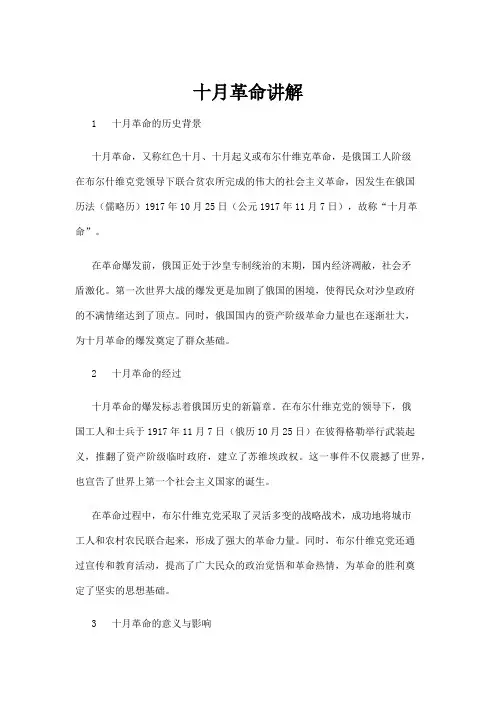 【高校与高等教育】十月革命讲解