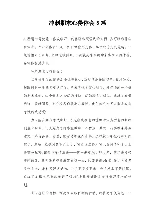 冲刺期末心得体会5篇