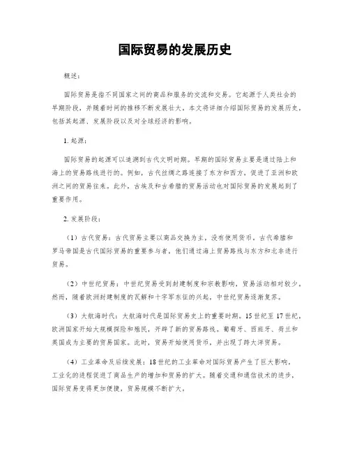 国际贸易的发展历史