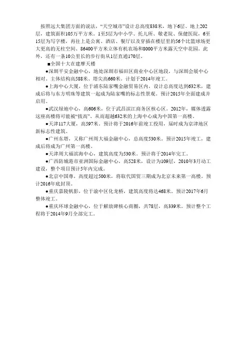 中国高楼汇总