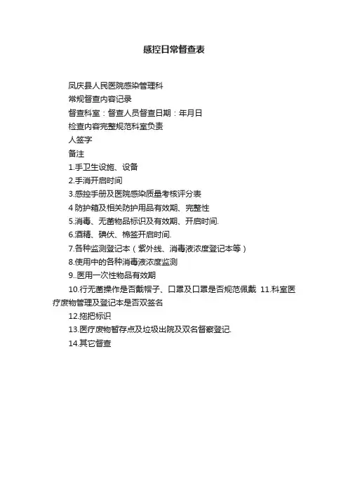 感控日常督查表