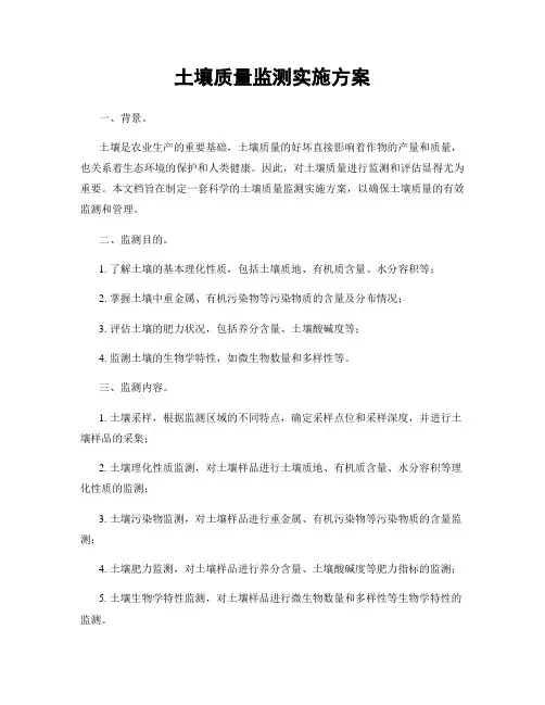 土壤质量监测实施方案