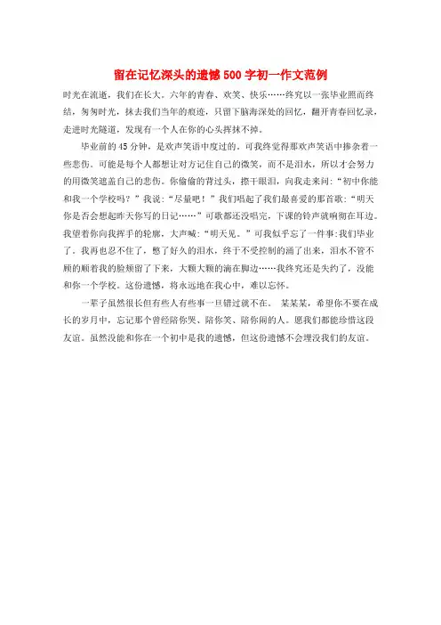 留在记忆深头的遗憾500字初一作文范例