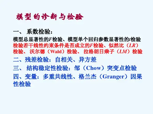 总结-单方程模型的诊断与检验