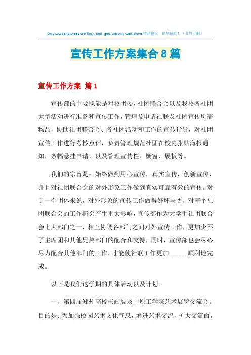 2021年宣传工作方案集合8篇