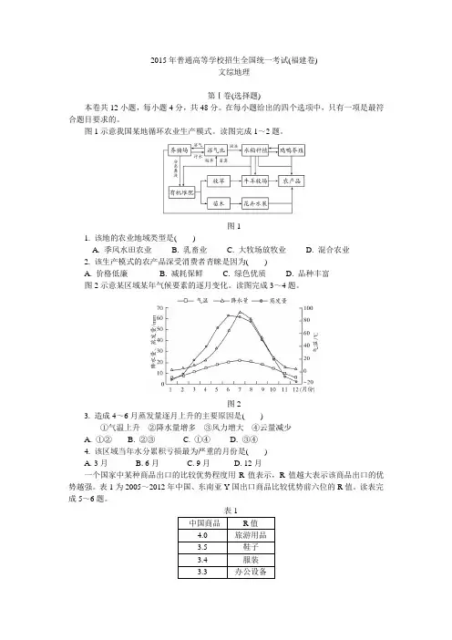 2015年福建卷