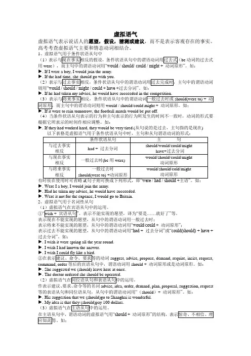 高考英语考点归纳(四)—虚拟语气