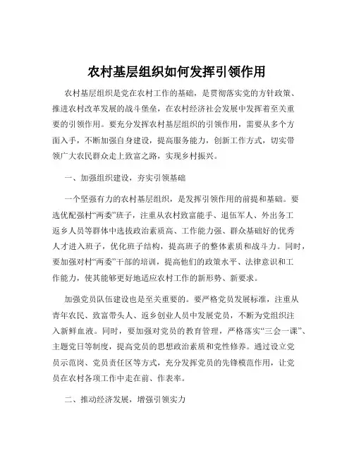 农村基层组织如何发挥引领作用