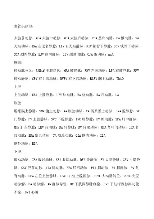 彩超英文缩写