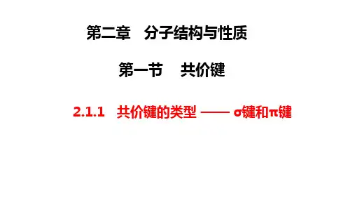2.1.1  共价键的类型 —— σ键和π键  课件 高二化学人教版(2019)选择性必修2