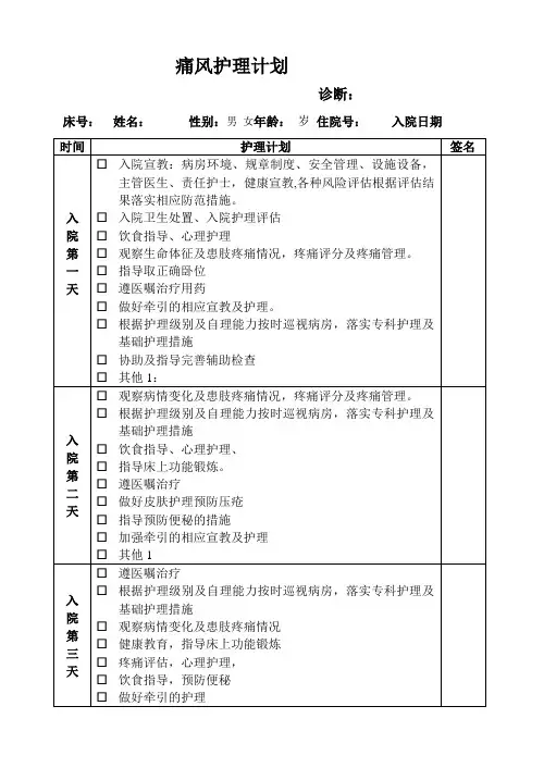 滑膜炎的护理计划