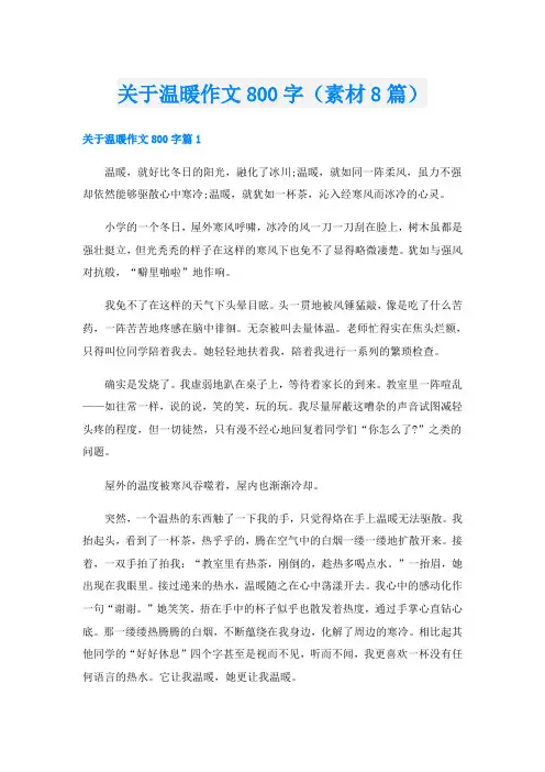 关于温暖作文800字(素材8篇)