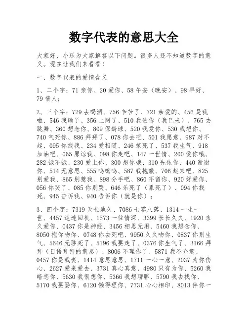 数字代表的意思大全