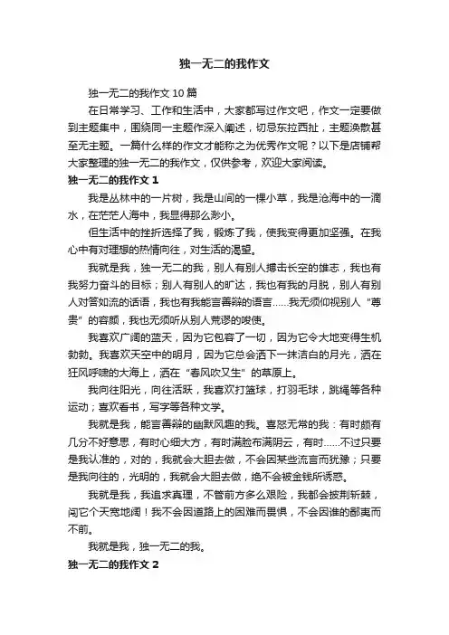 独一无二的我作文