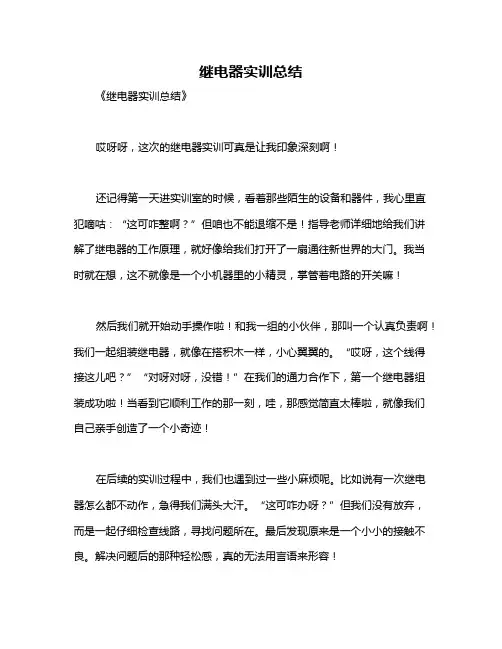 继电器实训总结