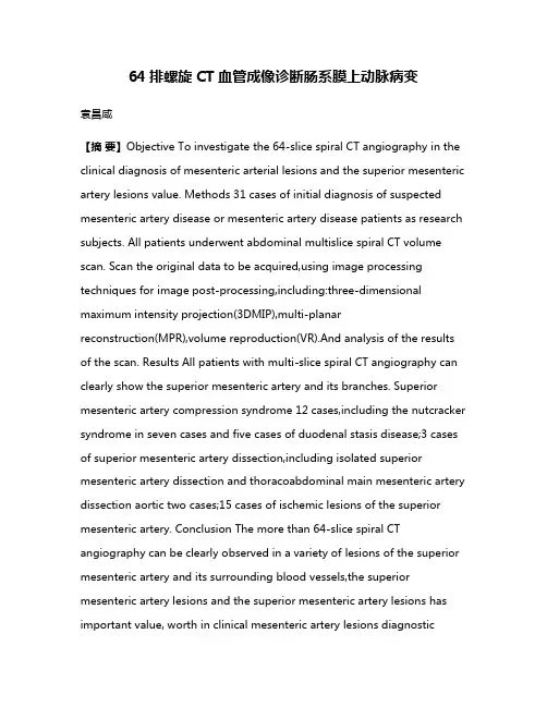 64排螺旋CT血管成像诊断肠系膜上动脉病变