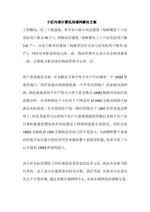 小区局域网组建与规划调查报告