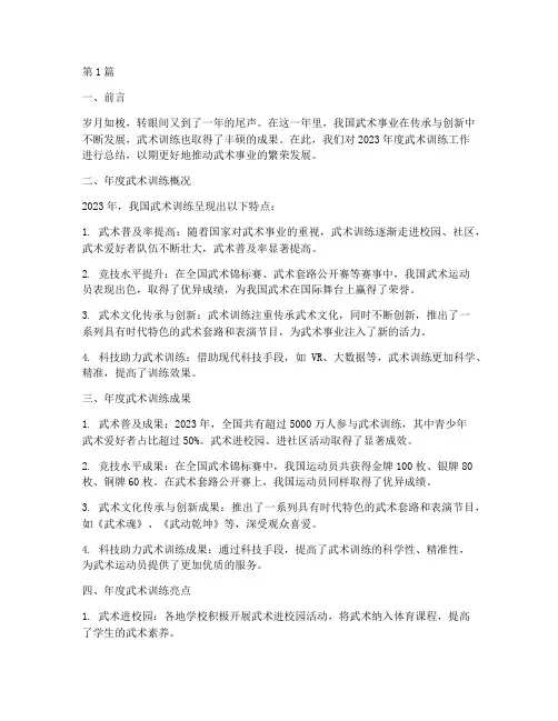 武术训练年度总结文章(3篇)