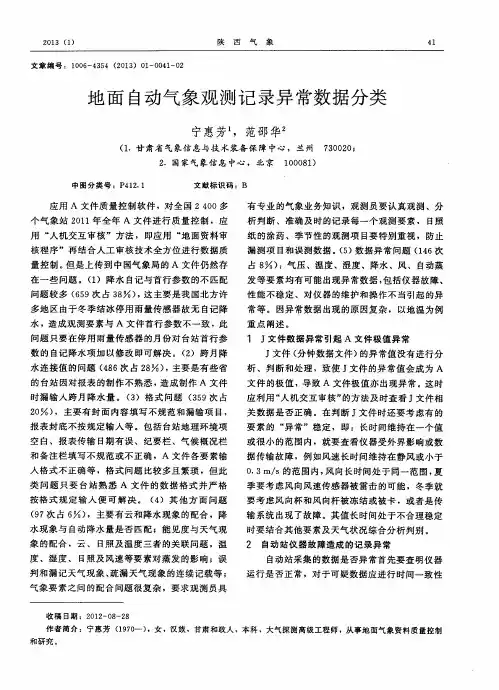 地面自动气象观测记录异常数据分类