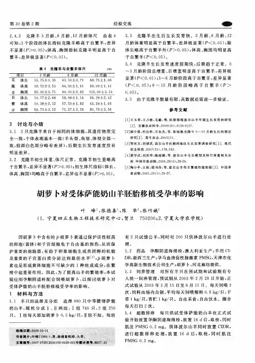 胡萝卜对受体萨能奶山羊胚胎移植受孕率的影响