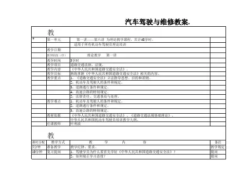 汽车驾驶教学教案。