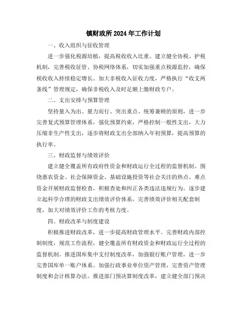 镇财政所2024年工作计划