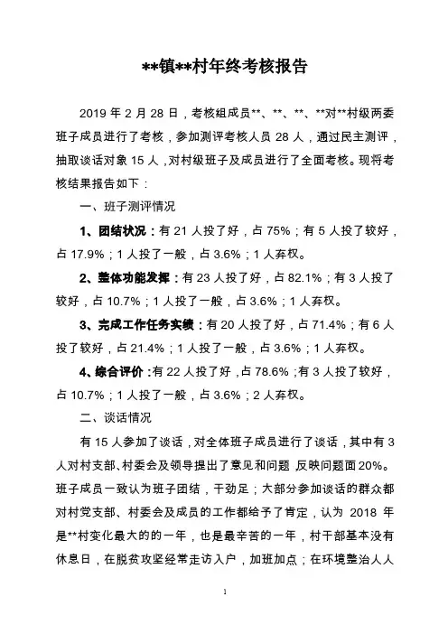 村年终考核报告