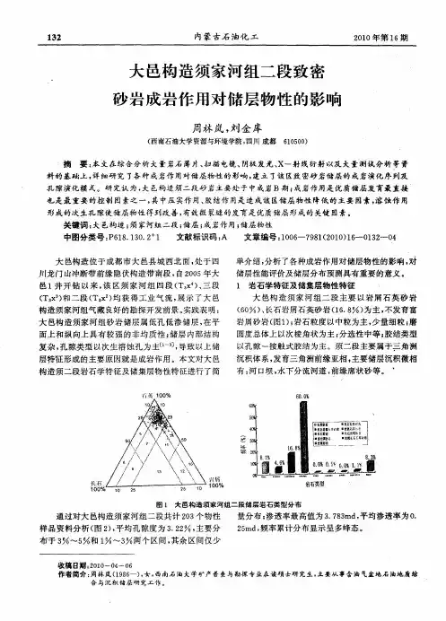 大邑构造须家河组二段致密砂岩成岩作用对储层物性的影响