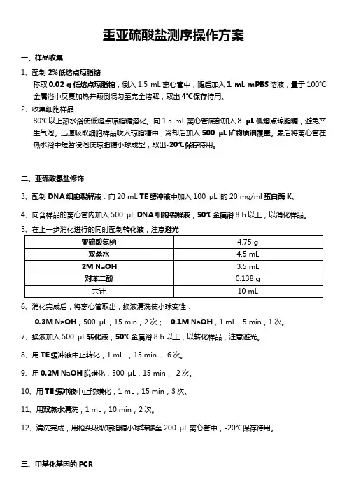 重亚硫酸盐测序操作方案