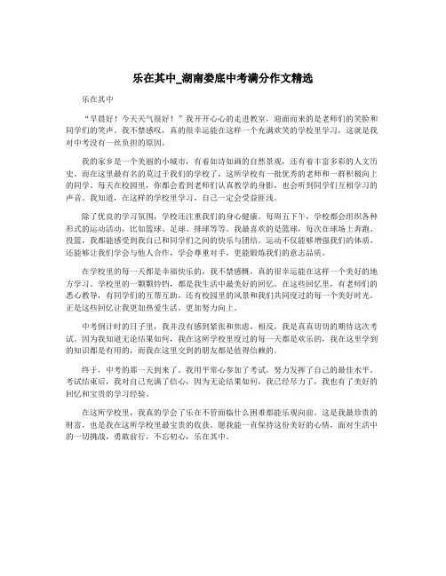 乐在其中_湖南娄底中考满分作文精选