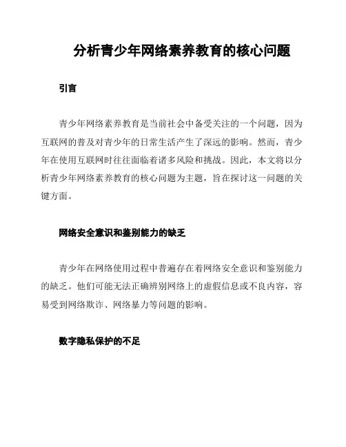 分析青少年网络素养教育的核心问题