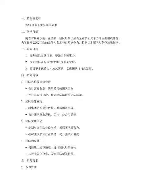 团队包装策划书范文模板