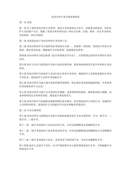 美容诊所手术分级管理制度