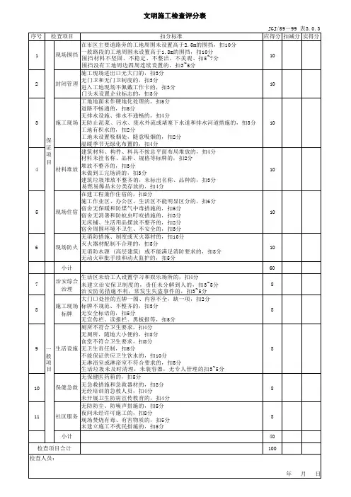 文明施工检查评分表