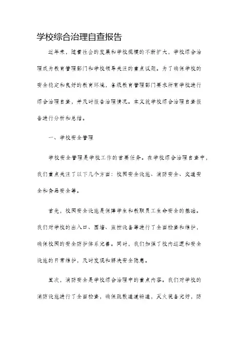 学校综合治理自查报告
