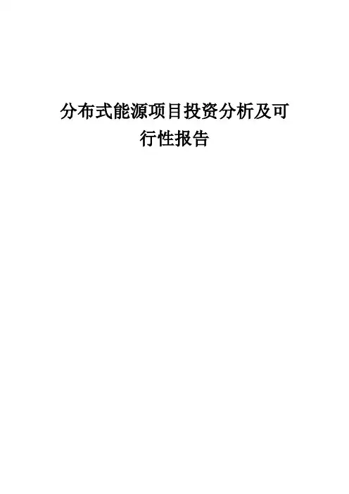 2024年分布式能源项目投资分析及可行性报告