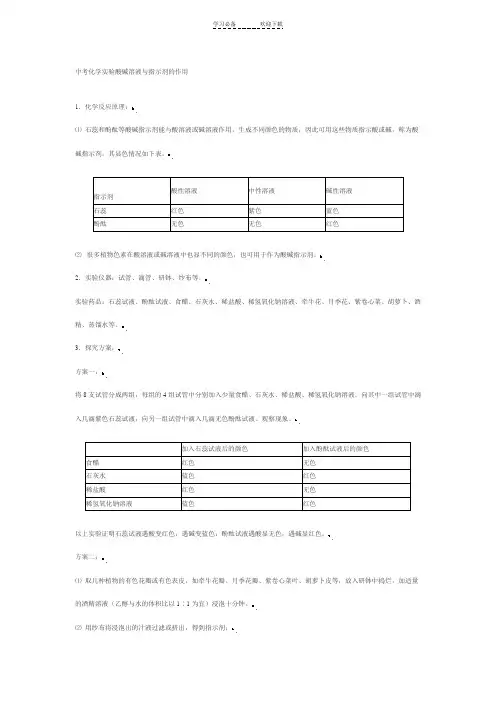 中考化学实验酸碱溶液与指示剂的作用