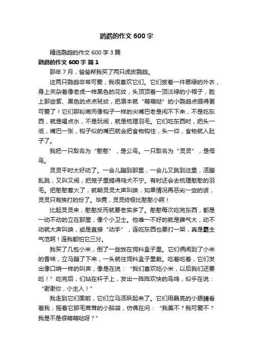 精选鹦鹉的作文600字3篇