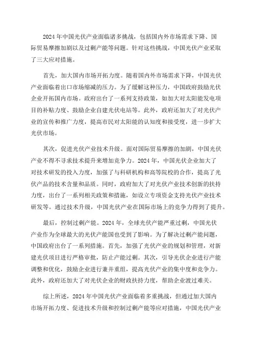 2024年中国光伏产业三大应对措施