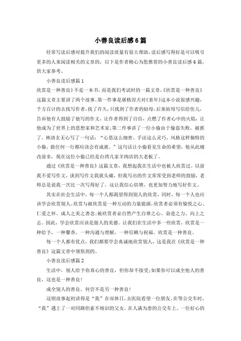 小善良读后感6篇