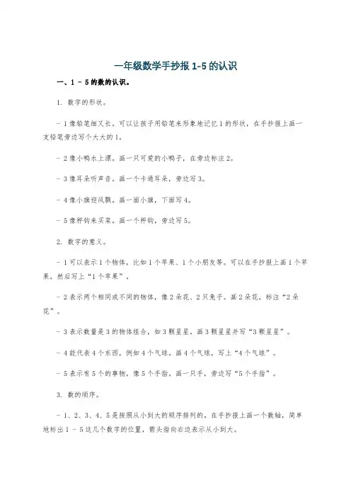 一年级数学手抄报1-5的认识