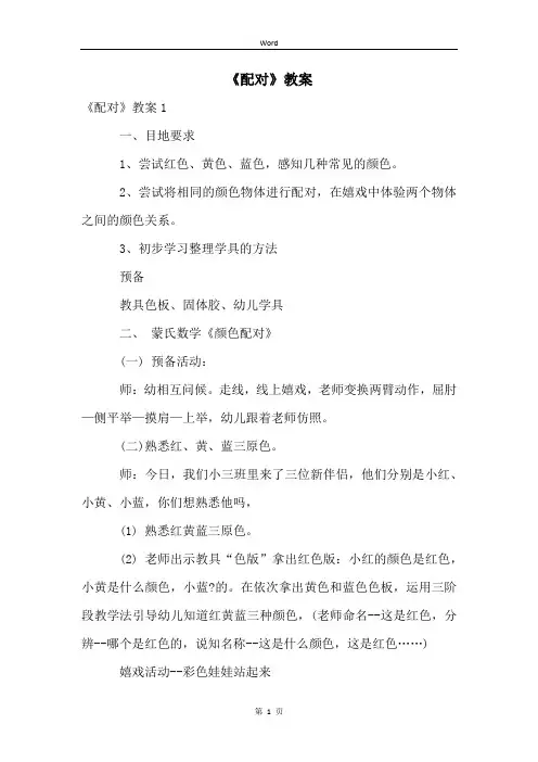 《配对》教案