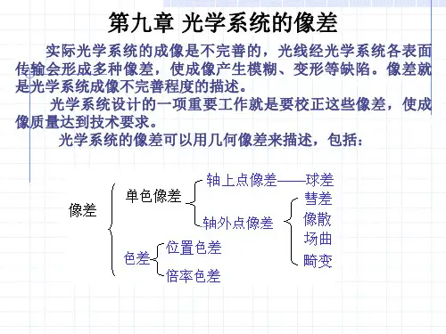 华中科技大学 《应用光学》课程——第九章 光学系统的像差