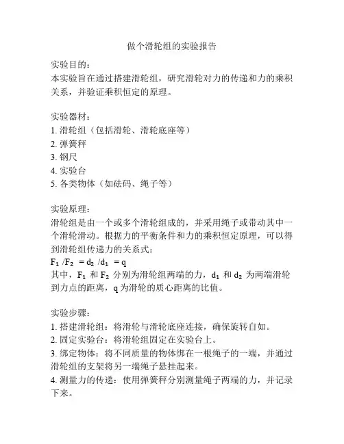 做个滑轮组的实验报告