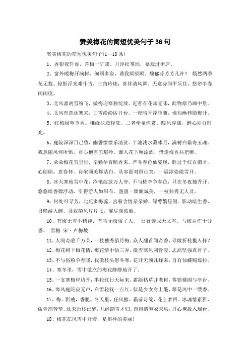 赞美梅花的简短优美句子36句 