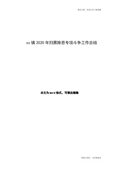 乡镇2020年扫黑除恶专项斗争工作总结