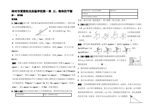 高三物理专题复习第一章 力物体的平衡
