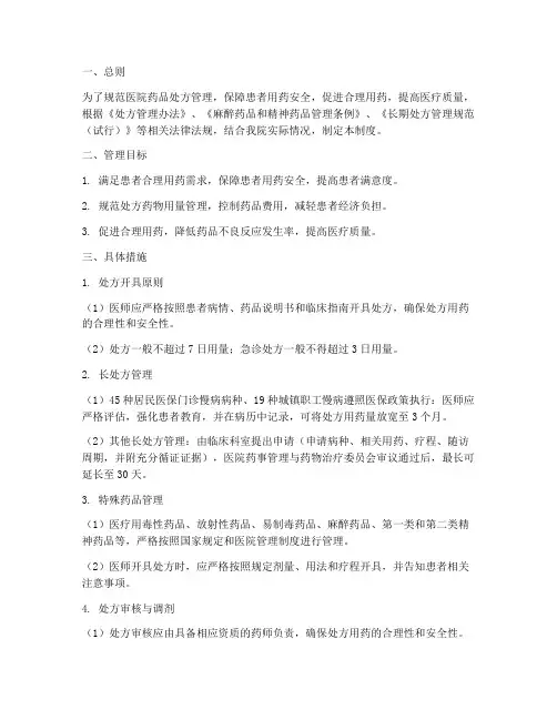 医院药品处方用量管理制度