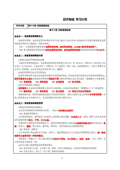 【学习计划】经济基础-第16章